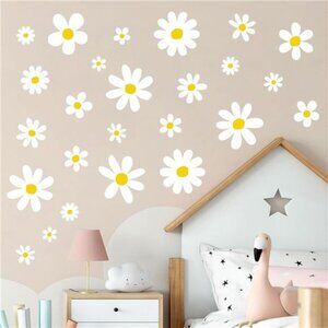 Daisy Wall Decals Flower Stickers Peel and Stick Kids Girls Room Decor 12 Sheets